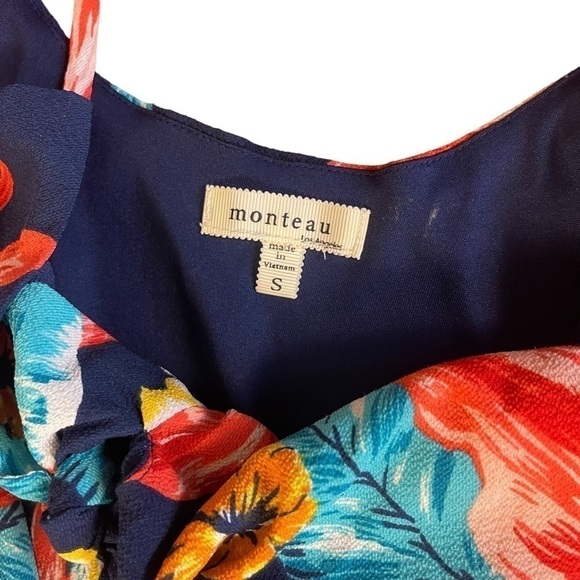 GUC Monteau floral dress, blue, orange, aqua, yellow, size Small - Picture 8 of 10